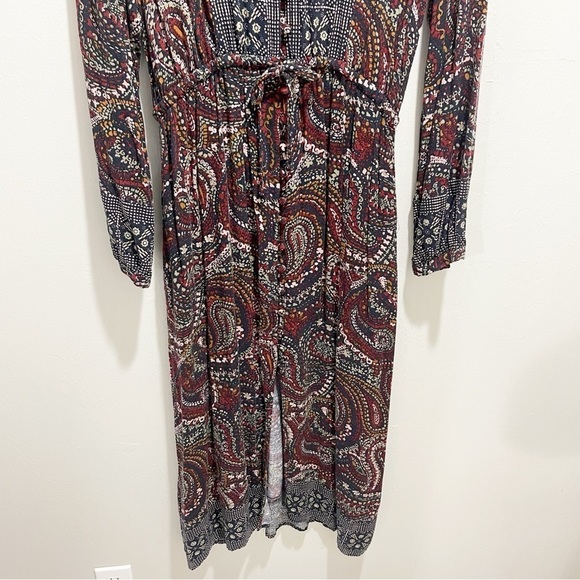 KNOX ROSE Women’s Navy Blue Paisley Print Maxi Dress Button Front Size Medium - Picture 6 of 7
